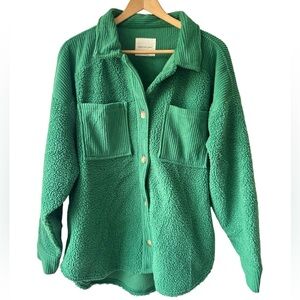 American Eagle Green Sherpa Shacket